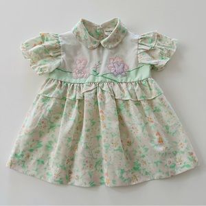 Vintage Mayfair 24 Months Baby Girl Pink Green Floral Dress Spring Summer